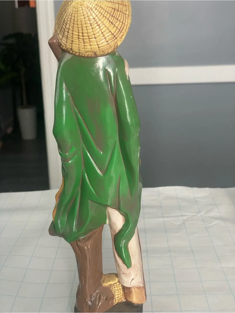 Vintage-style Asian Figurine Pair in Green and Tan